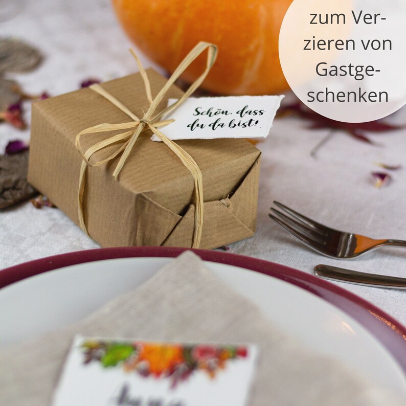 Pendant for wedding, baptism or celebration in autumn Gift tags with custom text Pendant for fall wedding favors image 5