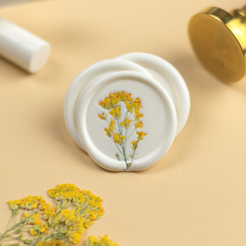 Wax seal with Alyssum flowers Self Adhesive Wax Seals for image 1