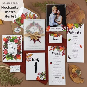 Invitation for fall wedding personalized invitation card with envelope Wedding invitation with watercolor for autumn wedding image 9