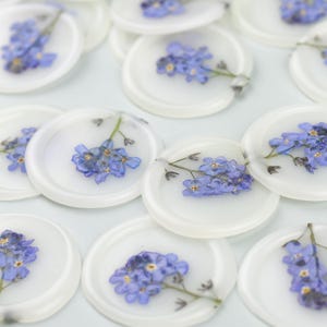 Wachssiegel mit Vergissmeinnicht für eure Hochzeit - selbstklebende Wachssiegel als Set - Wachssiegel mit Trockenblume zum Aufkleben