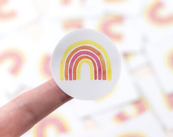 Rainbow Yellow | Sticker Round stickers for birth, baptism, children's birthday, school enrollment | for embellishing gifts and envelopes