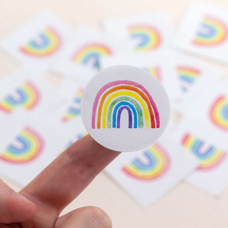 Sticker Rainbow Colorful Round stickers for birth, baptism, children's birthday, school enrollment for embellishing gifts and envelopes image 1