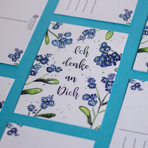 Forget-Me-Not Card I'm thinking of you Watercolor postcard image 8