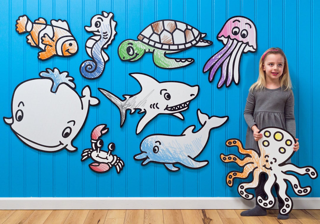 Under the Sea Ocean Animals Play & Decor Dryerase W/ Crayons Octopus
