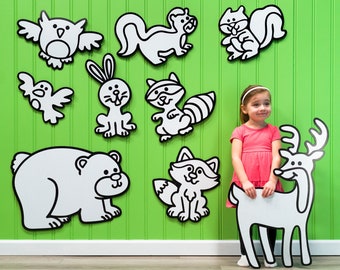 Forest Animals Huge Dry-Erase Decor & Toy, Sturdy (Not a Decal), Snaps On/Off Wall, Toddler Kid Boy Girl Teen Tween DIY Whiteboard Art