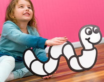 Worm - Decor & Toy - Dry-Erase w/ Crayons | Garden Decor, Nature, Earth Worm, Grub, Creepy-Crawly, Kids Decor, Playroom Decor