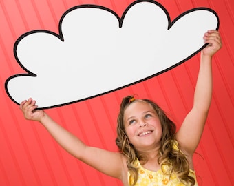 Wispy Cloud B - Decor & Toy - Dry-Erase w/ Crayons | Cloud Decor, Sky, Sun, Stars, Moon, Rainbow, Nature, Kids Room Decor, Nursery Decor