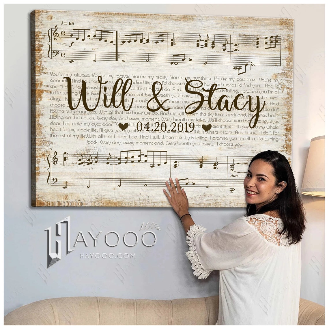 Personalized Canvas Song Lyric Wall Art Custom Wedding Date Etsy
