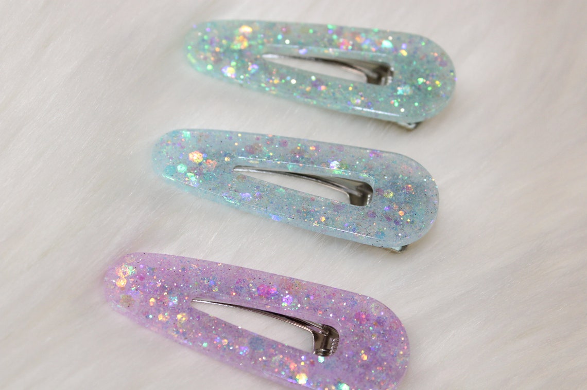 3 Pack Pastel Glitter Hair Clips Hair Barrette Resin Etsy