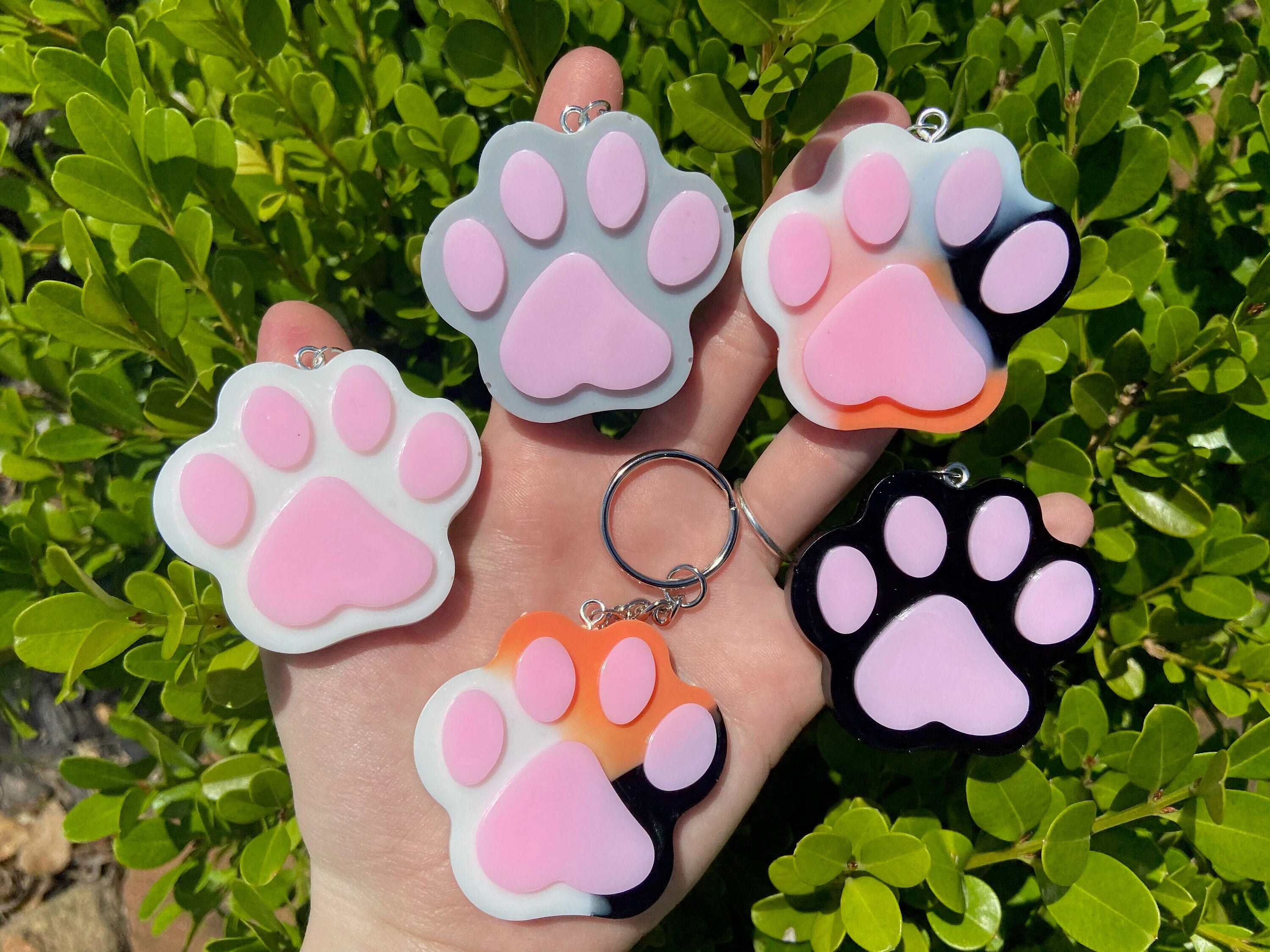 Cat Paw Keychain Cat Keychain Resin Keychain Calico Etsy