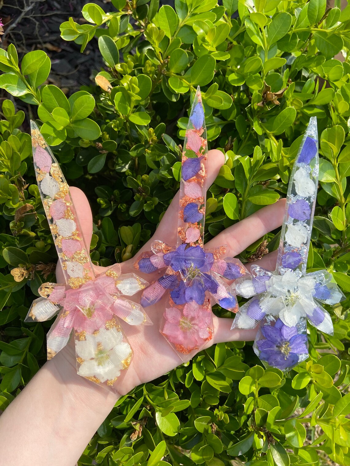 Flower Petal Crystal Dagger Custom Resin Dagger Dagger Etsy