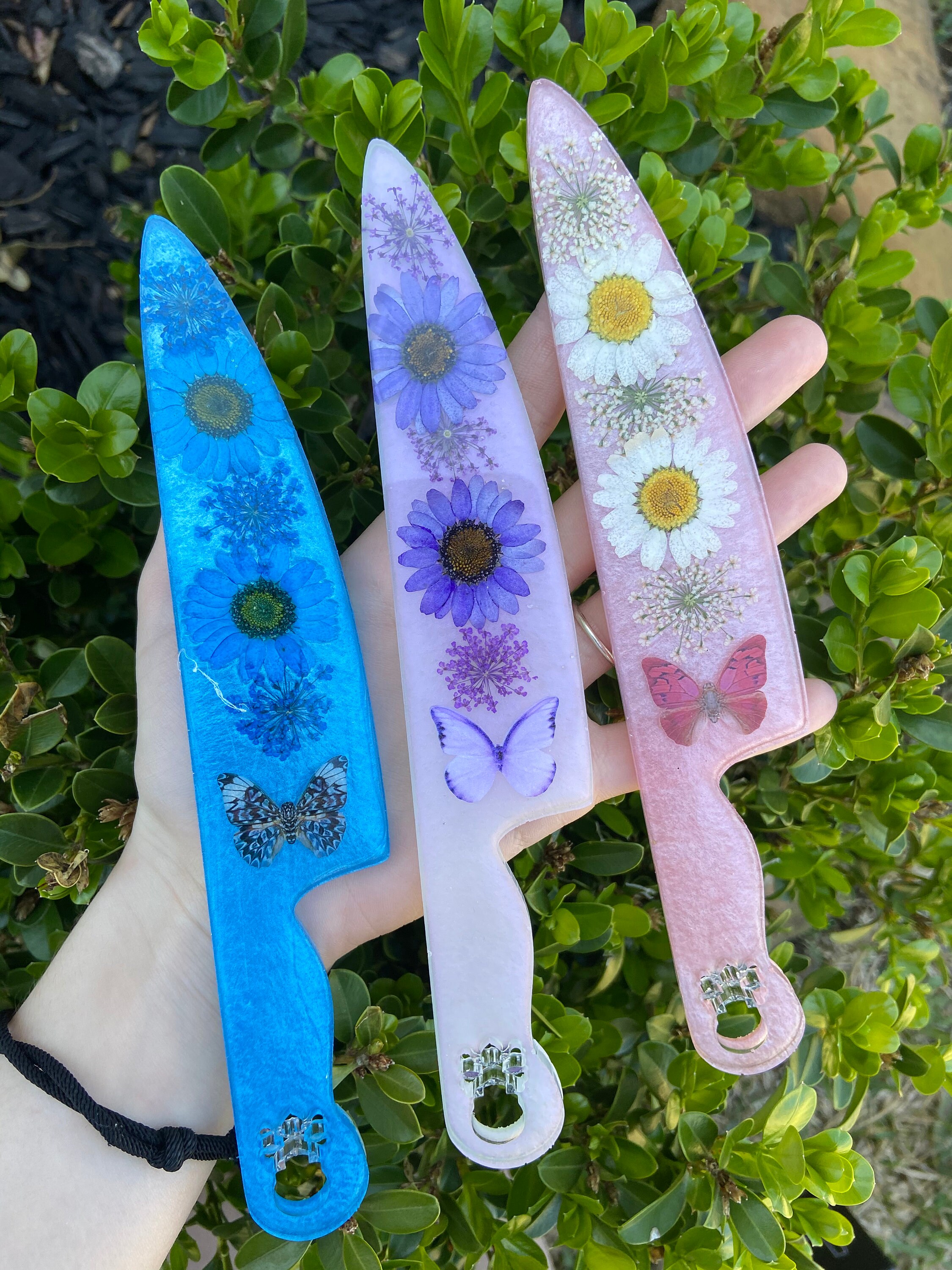 Custom Flower Knife With Skull Handle Resin Knife With Etsy