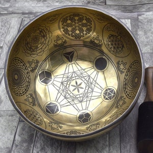Heilige Geometrie Metatrons Würfel Tibetanische Klangschale Blume des Lebens -Chakra Heilung Meditation Yoga Klangbad Verbindung zur göttlichen Energie