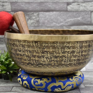 7 Chakra Healing Full mantra carved singing bowls- Himalayan sound healing Bowl - Big singing bowls - Large Sound Healing Bowls