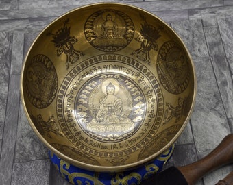 Seven Chakra Carved Tibetan Singing Bowls - Mandala Arts - Healing Meditation yoga Sound Baths - Flower of life - Buddha Bowls of life -