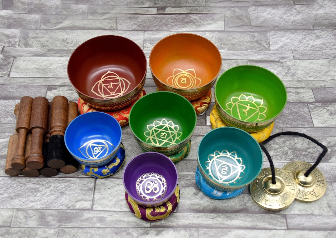Tibetan Singing Bowl Set of 7 - Healing Set - Meditation Yoga Sound ...