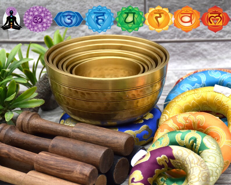 Singing Bowl Set of 7 - Tibetan Singing Bowls With Mallet Cushion ...