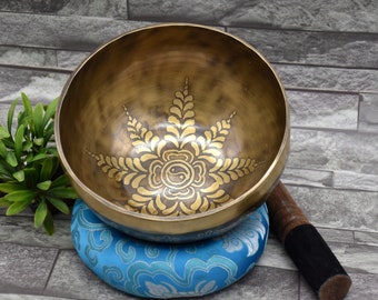 7 inch flower carved singing bowl - Handcrafted singing bowls chakra Bowls - Sound Healing meditation yoga bowls