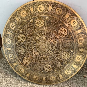 22 pulgadas gong meditación curativa con sonido - 54 cm de grosor y mejor resonante -Gong del templo de Nepal - Geometría de la flor de la vida gongs artísticos