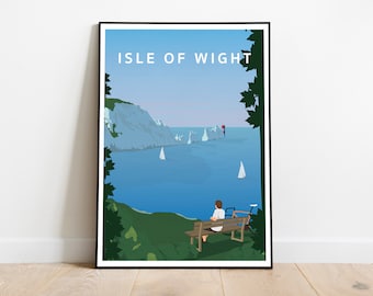 Isle of Wight Print | Poster | View | Cycling