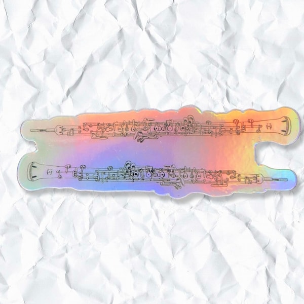 Holographic Oboe Sticker, Instrument Sticker, Oboist Gift, Water Proof Music Sticker, English Horn, Band, Orchestra, Reed Thread