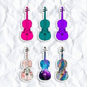 Violin Sticker, Violin Gifts, Violin Art, String Instruments, Music Teacher Gift, Orchestra Gifts, Water Proof, Fridge Magnet, Floral Galaxy image 1