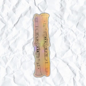 Holografischer Aufkleber für Klarinette, Orchester Aufkleber, Band Aufkleber, Holzblasinstrument, Musiker Geschenk, Geschenk für Musiklehrer, Wasserbeweis, Schilf
