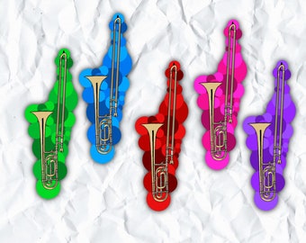 Trombone Sticker, Gift for Musician, Trombonist, Gift for Music Teacher, Band, Orchestra, Brass Instrument, Water Proof, Trombone Magnet
