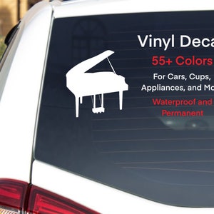Grand Piano Vinyl Decal, Grand Piano Sticker, Pianist Sticker, Keyboard Sticker, Gift for Music Teacher, Musician Gift, Bumper Sticker
