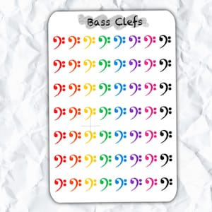 Folha de adesivos de clave de fá, música arco-íris, resistente à água, planejador, diário, decalque para laptop, professor de música, volta às aulas, presente para músico
