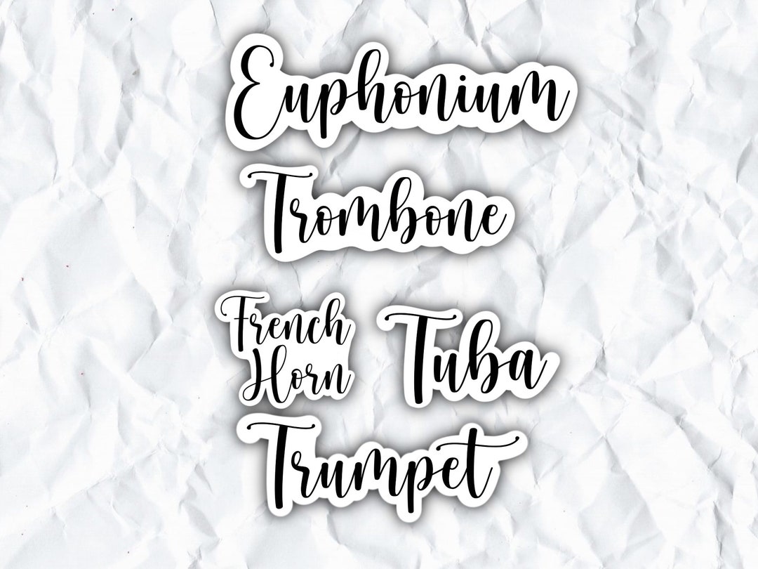 Brass Stickers Instrument Names Trumpet Trombone French Etsy