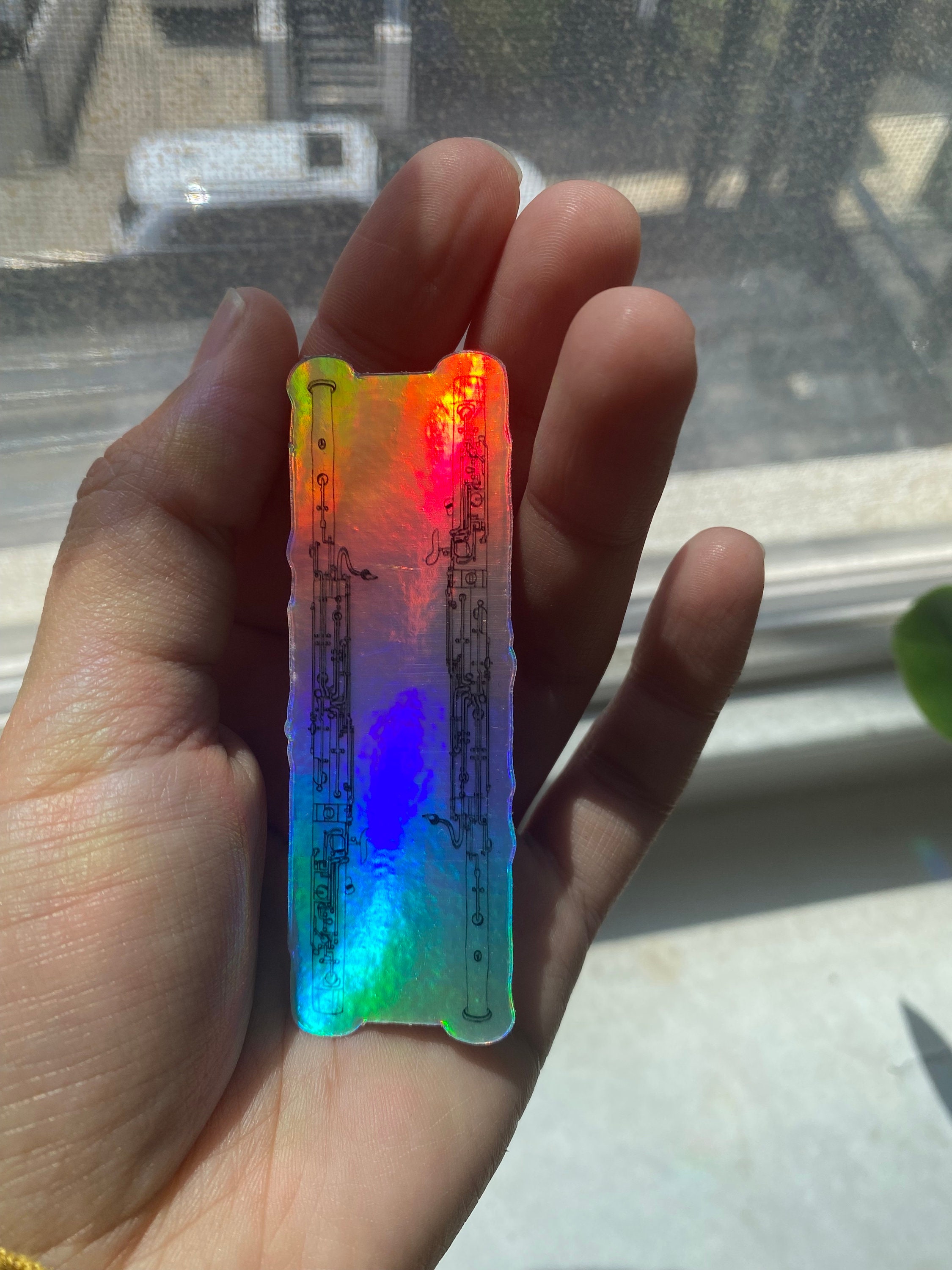 Holographic Bassoon Sticker, Instrument Sticker, Bassoon Gift, Water ...