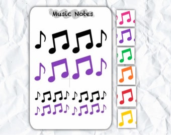 Music Note Sticker Sheet, Musician Gift, Music Teacher, Orchestra, Band Geek, Flute, Saxophone, Violin, Piano, Drums, Guitar, Singer, Opera