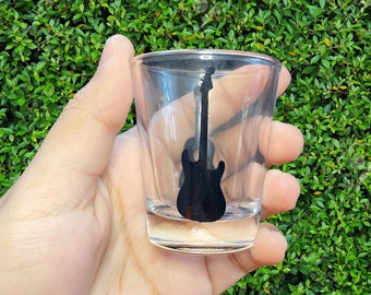 Vaso de chupito de guitarra, instrumento, guitarrista, banda de rock, acústica, eléctrica, regalo para músico, profesor de orquesta, whisky, cerveza, rock and roll