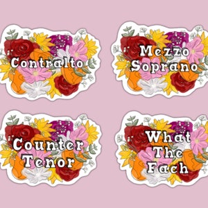 Voice Type Sticker, Magnete, Fach System, Sopran, Alt, Tenor, Bass, Koloratur, Mezzosopran, Spinto, Bariton, Soubrette, Chor, Sing