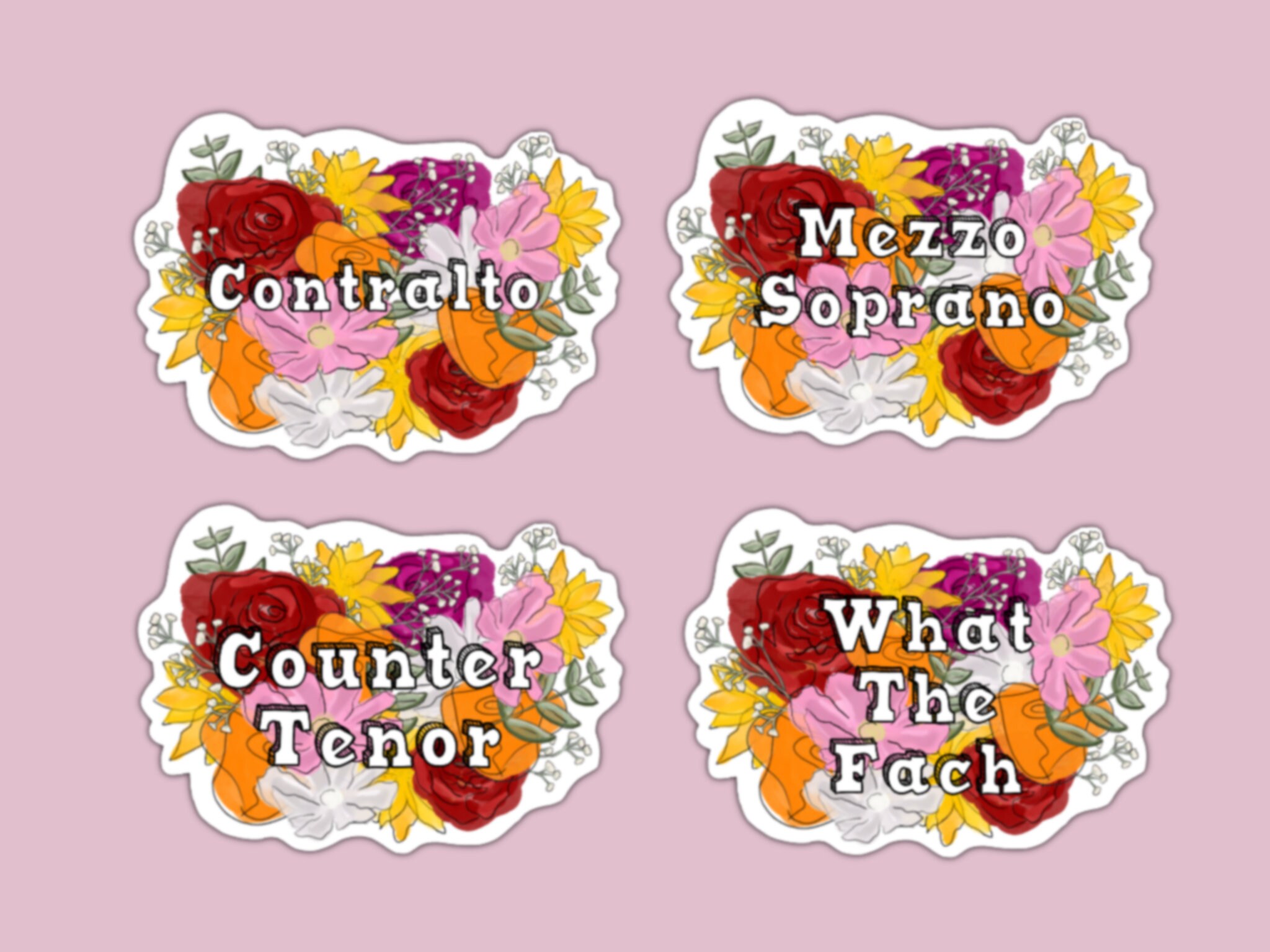 Voice Type Stickers, Magnets, Fach System, Soprano, Alto, Tenor, Bass, Coloratura, Mezzo-Soprano, Spinto, Baritone, Soubrette, Choir, Sing