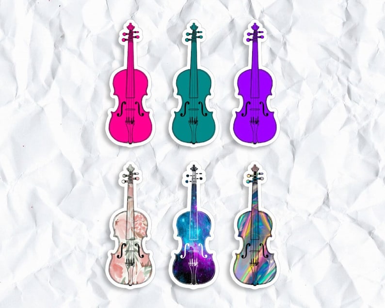 Violin Sticker, Violin Gifts, Violin Art, String Instruments, Music Teacher Gift, Orchestra Gifts, Water Proof, Fridge Magnet, Floral Galaxy image 1