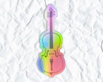 Holographic Cello Sticker, Orchestra Sticker, Band Sticker, Gift for Musician, Music Teacher Gift, Water Proof, String Instrument, Viola