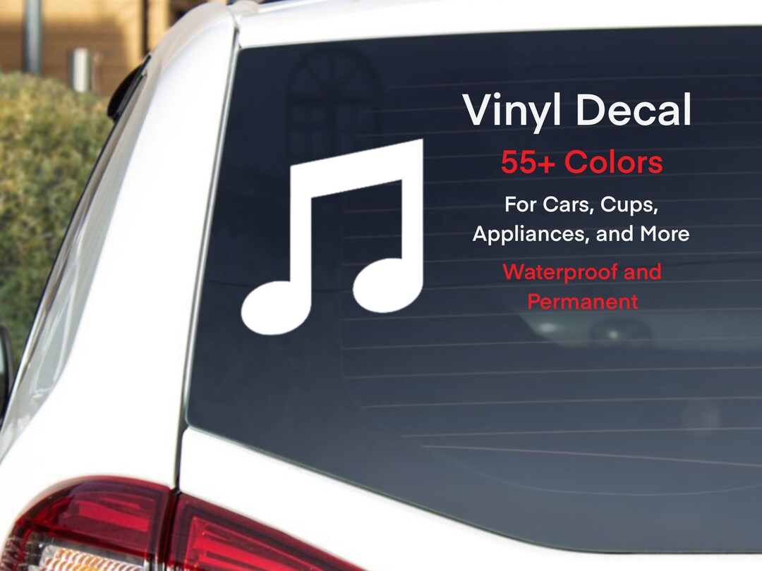 Eighth Note Vinyl Decal, Music Car Decal, Music Bumper Sticker, Music ...