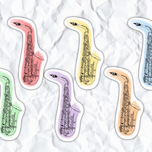 Saxophone Stickers, Saxophone Magnets, Water Proof, Alto, Tenor, Baritone, Soprano, Gift for Music Teacher, Band Sticker, Orchestra Sticker