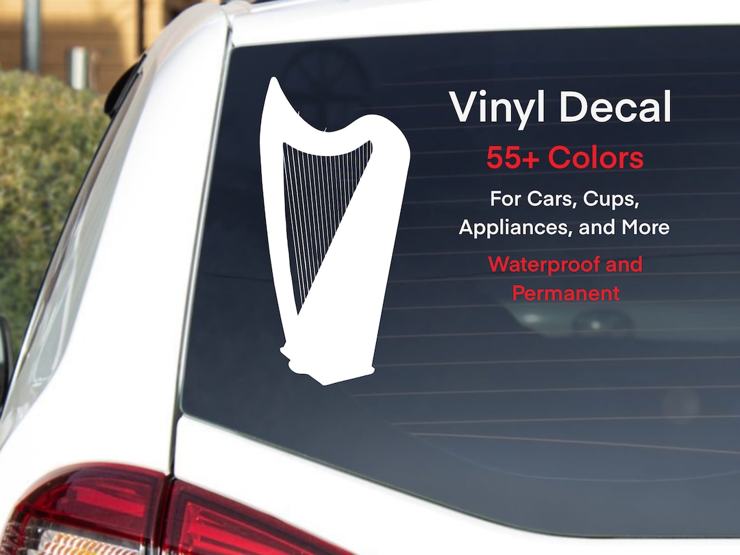 Harp Vinyl Decal Harp Sticker Car Decal Orchestra Decal Etsy