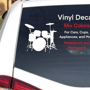 Drum Set Vinyl Decal, Rock Band Decal, Drum Set Sticker, Rock Band Sticker, Drummer, Gift for Music Teacher, Musician Gift, Bumper Sticker