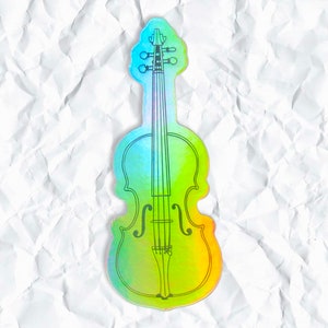 Holographic Violin Sticker, Orchestra Sticker, Band Sticker, Gift for Musician, Music Teacher Gift, Water Proof, String Instrument, Viola