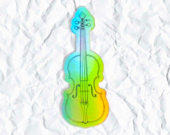 Holographic Violin Sticker, Orchestra Sticker, Band Sticker, Gift for Musician, Music Teacher Gift, Water Proof, String Instrument, Viola