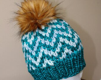 100% Merino Wool -- Teal Based Find Your Way Beanie