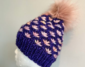 Purple and Pink Lotus Flower Beanie