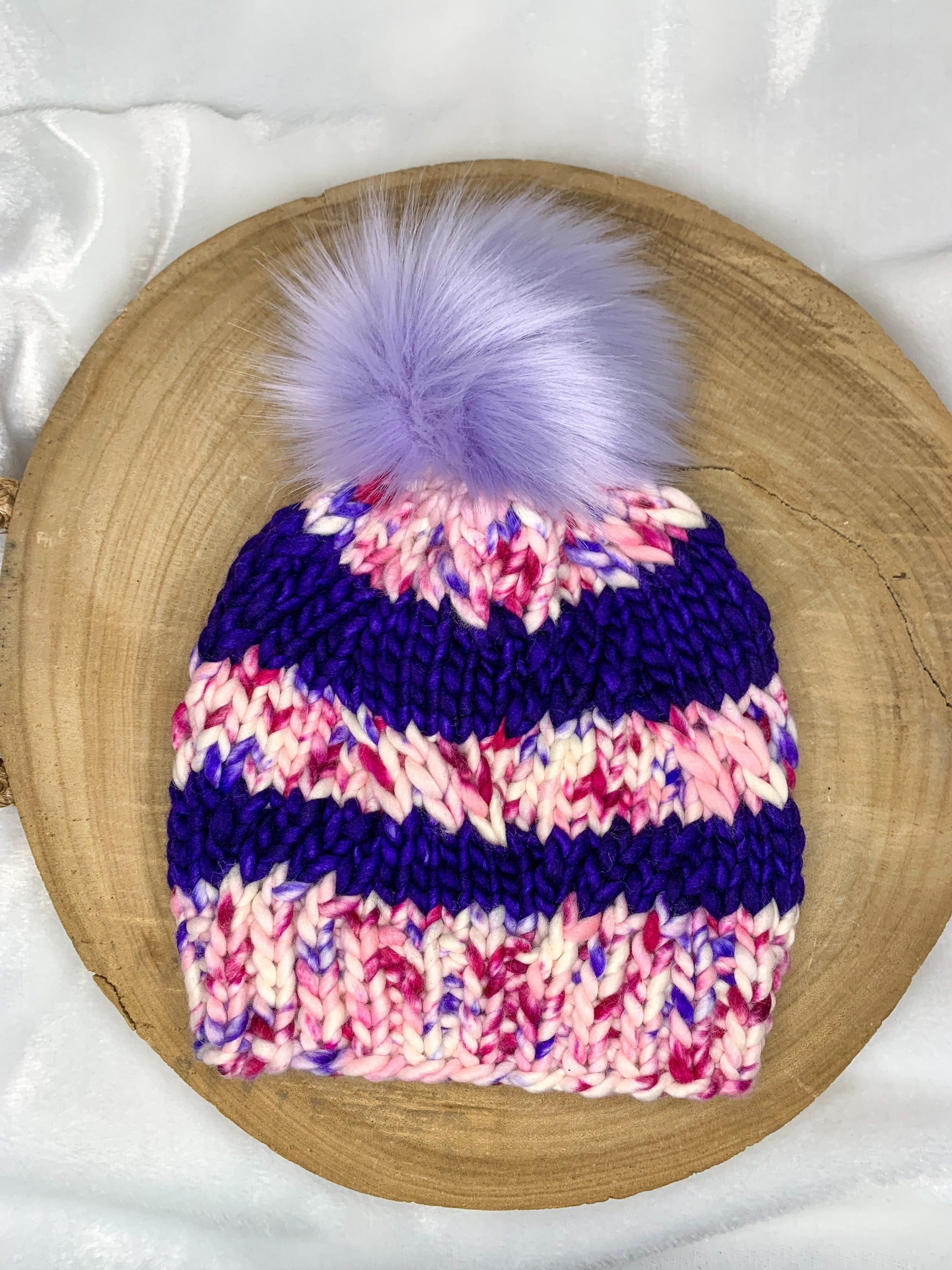 Hand Knit Pink Toque Ski Beanie 100% Merino Wool Hat Chunky Ski Toque Winterfell Beanie