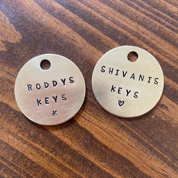 Name Keyring Keychain and Bag Tag - Brass Metal Custom