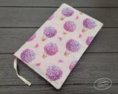 Adjustable Fabric Book Cover for Paperback or Hardcover Books Journals, Universal Book Sleeve. Flower Balloon Floral Print Pink Lining.