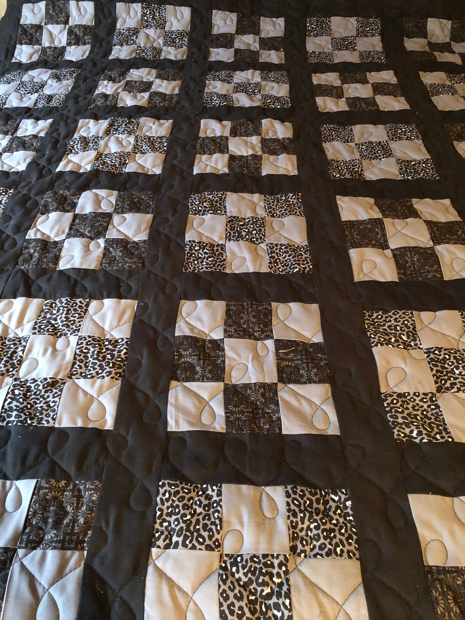 Black & Gray Handmade Patchwork Quilt Etsy